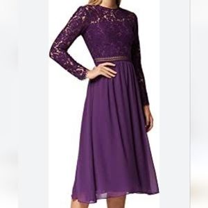 NWT Truth & Fable Long Sleeve Purple A-Line Party Dress/Midi length/Open…